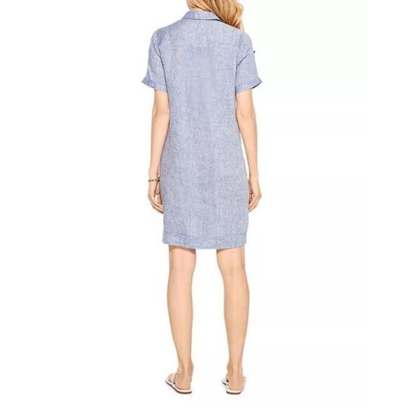 NIC+ZOE Drifty Linen Shirt Dress blue button up large - Picture 2 of 7